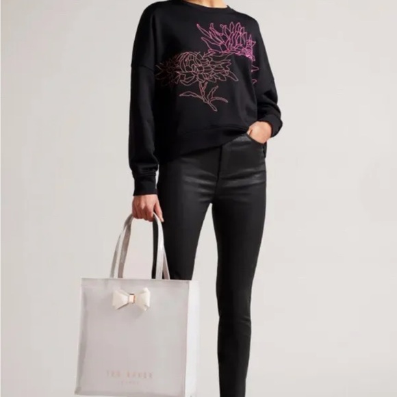 NEW Ted Baker Large Icon Hanacan Grey Gray Bow Bag Shopper Tote Purse Handbag - Picture 3 of 5